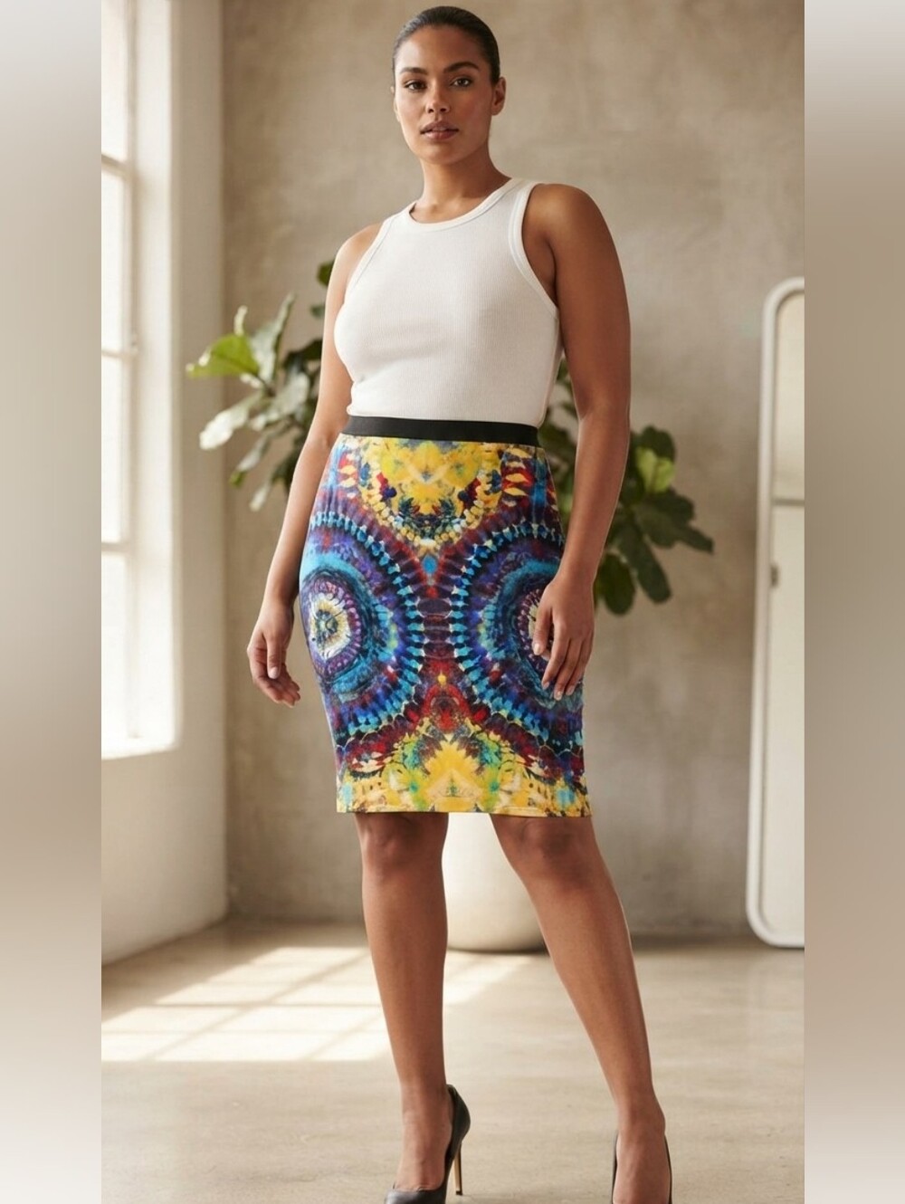 Bisou Bisou Pencil Skirt Colorful  Sz XL